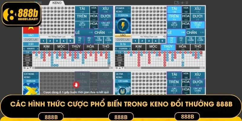 Các hình thức cược phổ biến trong Keno đổi thưởng 888B